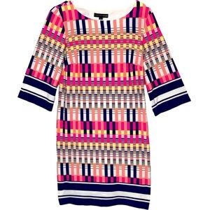 Madison Leigh Dress Multicolor Pull over Scoop neck 3/4 sleeves Knee length NEW